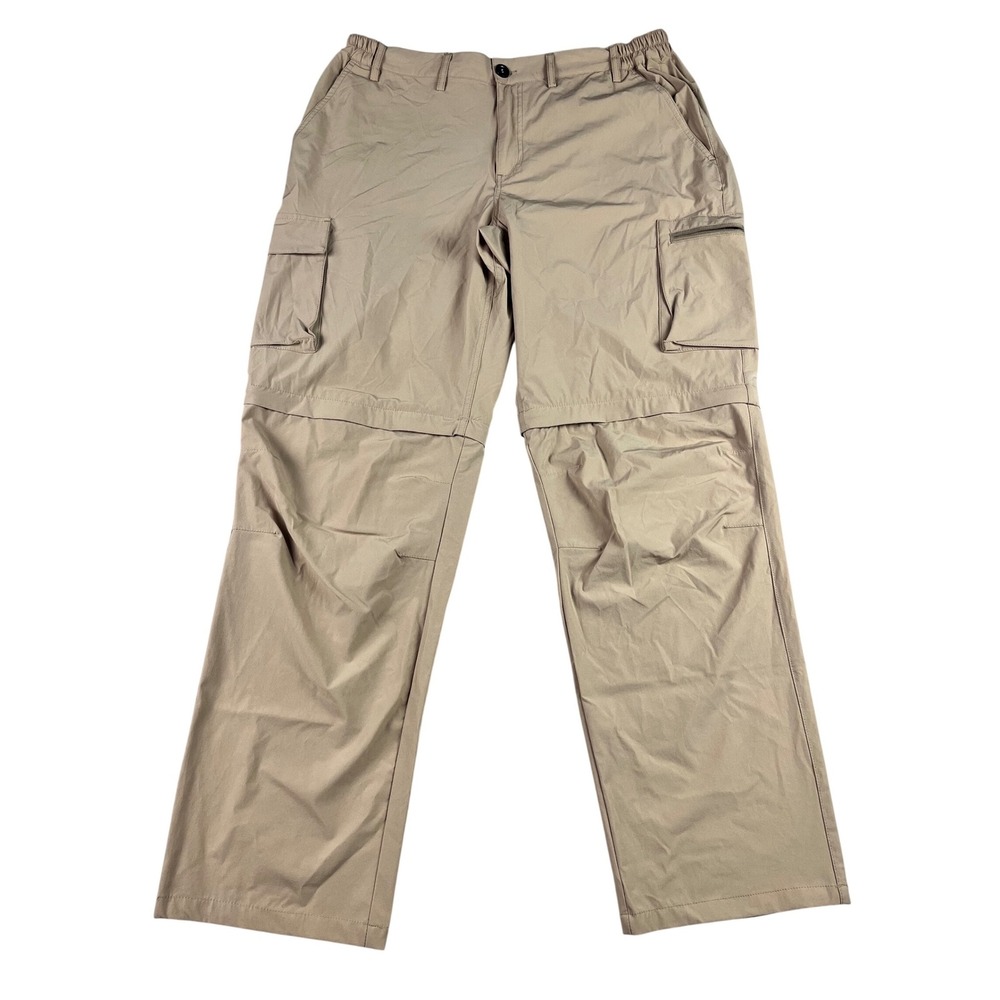 Gash Hao Mens 35x30.5 Convertible Hiking Cargo Pants Tan Zip Off Trousers